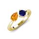 4 - Lysha 1.46 ctw Citrine Pear Shape (7x5 mm) & Lab Created Blue Sapphire Cushion Shape (5.00 mm) Toi Et Moi Engagement Ring 