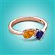 3 - Lysha 1.46 ctw Citrine Pear Shape (7x5 mm) & Lab Created Blue Sapphire Cushion Shape (5.00 mm) Toi Et Moi Engagement Ring 