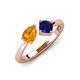 4 - Lysha 1.46 ctw Citrine Pear Shape (7x5 mm) & Lab Created Blue Sapphire Cushion Shape (5.00 mm) Toi Et Moi Engagement Ring 