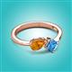 3 - Lysha 1.40 ctw Citrine Pear Shape (7x5 mm) & Blue Topaz Cushion Shape (5.00 mm) Toi Et Moi Engagement Ring 