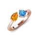 4 - Lysha 1.40 ctw Citrine Pear Shape (7x5 mm) & Blue Topaz Cushion Shape (5.00 mm) Toi Et Moi Engagement Ring 