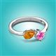3 - Lysha 1.46 ctw Citrine Pear Shape (7x5 mm) & Lab Created Pink Sapphire Cushion Shape (5.00 mm) Toi Et Moi Engagement Ring 
