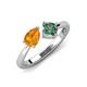 4 - Lysha 1.46 ctw Citrine Pear Shape (7x5 mm) & Lab Created Alexandrite Cushion Shape (5.00 mm) Toi Et Moi Engagement Ring 