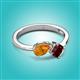 3 - Lysha 1.40 ctw Citrine Pear Shape (7x5 mm) & Red Garnet Cushion Shape (5.00 mm) Toi Et Moi Engagement Ring 