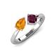 4 - Lysha 1.27 ctw Citrine Pear Shape (7x5 mm) & Rhodolite Garnet Cushion Shape (5.00 mm) Toi Et Moi Engagement Ring 