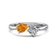 1 - Lysha 1.15 ctw Citrine Pear Shape (7x5 mm) & Natural Diamond Cushion Shape (5.00 mm) Toi Et Moi Engagement Ring 