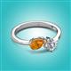 3 - Lysha 1.15 ctw Citrine Pear Shape (7x5 mm) & Natural Diamond Cushion Shape (5.00 mm) Toi Et Moi Engagement Ring 