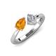 4 - Lysha 1.15 ctw Citrine Pear Shape (7x5 mm) & Natural Diamond Cushion Shape (5.00 mm) Toi Et Moi Engagement Ring 