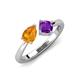4 - Lysha 1.15 ctw Citrine Pear Shape (7x5 mm) & Amethyst Cushion Shape (5.00 mm) Toi Et Moi Engagement Ring 