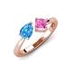4 - Lysha 1.66 ctw Blue Topaz Pear Shape (7x5 mm) & Lab Created Pink Sapphire Cushion Shape (5.00 mm) Toi Et Moi Engagement Ring 