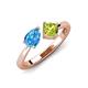 4 - Lysha 1.50 ctw Blue Topaz Pear Shape (7x5 mm) & Peridot Cushion Shape (5.00 mm) Toi Et Moi Engagement Ring 