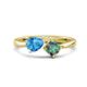 1 - Lysha 1.66 ctw Blue Topaz Pear Shape (7x5 mm) & Lab Created Alexandrite Cushion Shape (5.00 mm) Toi Et Moi Engagement Ring 