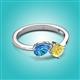3 - Lysha 1.66 ctw Blue Topaz Pear Shape (7x5 mm) & Lab Created Yellow Sapphire Cushion Shape (5.00 mm) Toi Et Moi Engagement Ring 