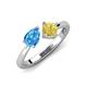 4 - Lysha 1.66 ctw Blue Topaz Pear Shape (7x5 mm) & Lab Created Yellow Sapphire Cushion Shape (5.00 mm) Toi Et Moi Engagement Ring 
