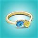 3 - Lysha 1.66 ctw Blue Topaz Pear Shape (7x5 mm) & Lab Created Yellow Sapphire Cushion Shape (5.00 mm) Toi Et Moi Engagement Ring 