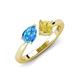 4 - Lysha 1.66 ctw Blue Topaz Pear Shape (7x5 mm) & Lab Created Yellow Sapphire Cushion Shape (5.00 mm) Toi Et Moi Engagement Ring 