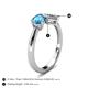 5 - Lysha 1.35 ctw Blue Topaz Pear Shape (7x5 mm) & Lab Grown Diamond Cushion Shape (5.00 mm) Toi Et Moi Engagement Ring 