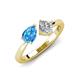 4 - Lysha 1.35 ctw Blue Topaz Pear Shape (7x5 mm) & Lab Grown Diamond Cushion Shape (5.00 mm) Toi Et Moi Engagement Ring 