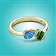 3 - Lysha 1.40 ctw Blue Topaz Pear Shape (7x5 mm) & Lab Created Emerald Cushion Shape (5.00 mm) Toi Et Moi Engagement Ring 