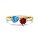 1 - Lysha 1.66 ctw Blue Topaz Pear Shape (7x5 mm) & Lab Created Ruby Cushion Shape (5.00 mm) Toi Et Moi Engagement Ring 