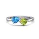 1 - Lysha 1.50 ctw Blue Topaz Pear Shape (7x5 mm) & Peridot Cushion Shape (5.00 mm) Toi Et Moi Engagement Ring 