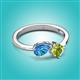 3 - Lysha 1.50 ctw Blue Topaz Pear Shape (7x5 mm) & Peridot Cushion Shape (5.00 mm) Toi Et Moi Engagement Ring 