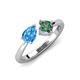 4 - Lysha 1.66 ctw Blue Topaz Pear Shape (7x5 mm) & Lab Created Alexandrite Cushion Shape (5.00 mm) Toi Et Moi Engagement Ring 