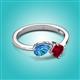 3 - Lysha 1.66 ctw Blue Topaz Pear Shape (7x5 mm) & Lab Created Ruby Cushion Shape (5.00 mm) Toi Et Moi Engagement Ring 