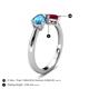 5 - Lysha 1.66 ctw Blue Topaz Pear Shape (7x5 mm) & Lab Created Ruby Cushion Shape (5.00 mm) Toi Et Moi Engagement Ring 