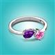 3 - Lysha 1.46 ctw Amethyst Pear Shape (7x5 mm) & Lab Created Pink Sapphire Cushion Shape (5.00 mm) Toi Et Moi Engagement Ring 