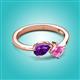 3 - Lysha 1.46 ctw Amethyst Pear Shape (7x5 mm) & Lab Created Pink Sapphire Cushion Shape (5.00 mm) Toi Et Moi Engagement Ring 