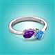 3 - Lysha 1.40 ctw Amethyst Pear Shape (7x5 mm) & Blue Topaz Cushion Shape (5.00 mm) Toi Et Moi Engagement Ring 