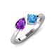 4 - Lysha 1.40 ctw Amethyst Pear Shape (7x5 mm) & Blue Topaz Cushion Shape (5.00 mm) Toi Et Moi Engagement Ring 