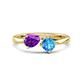 1 - Lysha 1.40 ctw Amethyst Pear Shape (7x5 mm) & Blue Topaz Cushion Shape (5.00 mm) Toi Et Moi Engagement Ring 