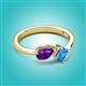 3 - Lysha 1.40 ctw Amethyst Pear Shape (7x5 mm) & Blue Topaz Cushion Shape (5.00 mm) Toi Et Moi Engagement Ring 