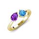 4 - Lysha 1.40 ctw Amethyst Pear Shape (7x5 mm) & Blue Topaz Cushion Shape (5.00 mm) Toi Et Moi Engagement Ring 