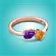 3 - Lysha 1.15 ctw Amethyst Pear Shape (7x5 mm) & Citrine Cushion Shape (5.00 mm) Toi Et Moi Engagement Ring 