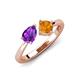 4 - Lysha 1.15 ctw Amethyst Pear Shape (7x5 mm) & Citrine Cushion Shape (5.00 mm) Toi Et Moi Engagement Ring 