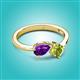 3 - Lysha 1.30 ctw Amethyst Pear Shape (7x5 mm) & Peridot Cushion Shape (5.00 mm) Toi Et Moi Engagement Ring 