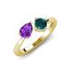 4 - Lysha 1.40 ctw Amethyst Pear Shape (7x5 mm) & London Blue Topaz Cushion Shape (5.00 mm) Toi Et Moi Engagement Ring 