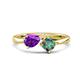 1 - Lysha 1.46 ctw Amethyst Pear Shape (7x5 mm) & Lab Created Alexandrite Cushion Shape (5.00 mm) Toi Et Moi Engagement Ring 