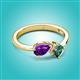 3 - Lysha 1.46 ctw Amethyst Pear Shape (7x5 mm) & Lab Created Alexandrite Cushion Shape (5.00 mm) Toi Et Moi Engagement Ring 