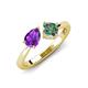 4 - Lysha 1.46 ctw Amethyst Pear Shape (7x5 mm) & Lab Created Alexandrite Cushion Shape (5.00 mm) Toi Et Moi Engagement Ring 