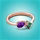 3 - Lysha 1.46 ctw Amethyst Pear Shape (7x5 mm) & Lab Created Alexandrite Cushion Shape (5.00 mm) Toi Et Moi Engagement Ring 