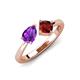 4 - Lysha 1.40 ctw Amethyst Pear Shape (7x5 mm) & Red Garnet Cushion Shape (5.00 mm) Toi Et Moi Engagement Ring 