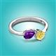 3 - Lysha 1.46 ctw Amethyst Pear Shape (7x5 mm) & Lab Created Yellow Sapphire Cushion Shape (5.00 mm) Toi Et Moi Engagement Ring 