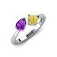 4 - Lysha 1.46 ctw Amethyst Pear Shape (7x5 mm) & Lab Created Yellow Sapphire Cushion Shape (5.00 mm) Toi Et Moi Engagement Ring 