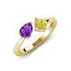 4 - Lysha 1.46 ctw Amethyst Pear Shape (7x5 mm) & Lab Created Yellow Sapphire Cushion Shape (5.00 mm) Toi Et Moi Engagement Ring 