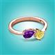 3 - Lysha 1.46 ctw Amethyst Pear Shape (7x5 mm) & Lab Created Yellow Sapphire Cushion Shape (5.00 mm) Toi Et Moi Engagement Ring 