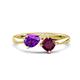 1 - Lysha 1.27 ctw Amethyst Pear Shape (7x5 mm) & Rhodolite Garnet Cushion Shape (5.00 mm) Toi Et Moi Engagement Ring 